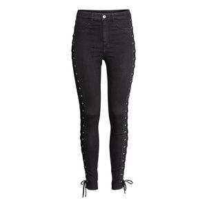 H&M lace up black skinny jeans